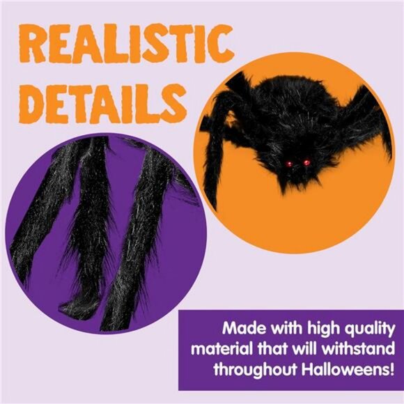 5 Ft Halloween Scary Giant Spider Fake Props for Yard Party Outdoor Decor Black - Picture 5 of 7